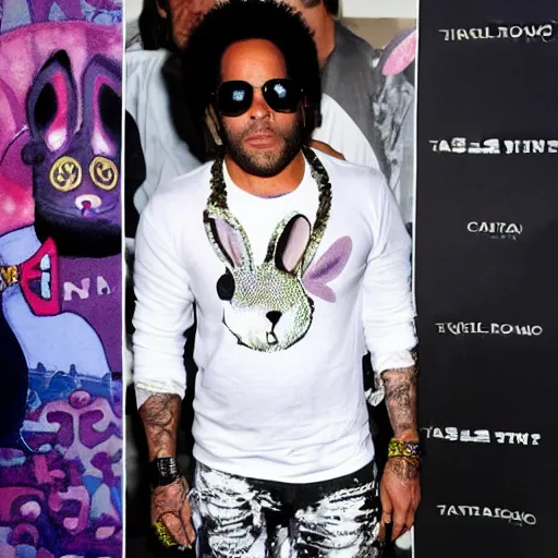 Image similar to photo of lenny kravitz annd his kawaii ninja rabbits