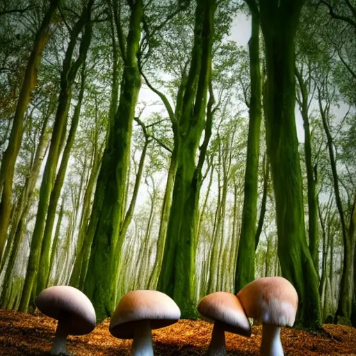 Image similar to beautiful forest of giant mushrooms