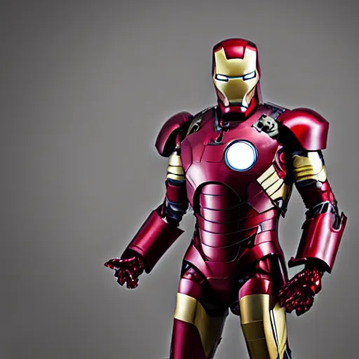 Image similar to medieval iron man suit. studio photography