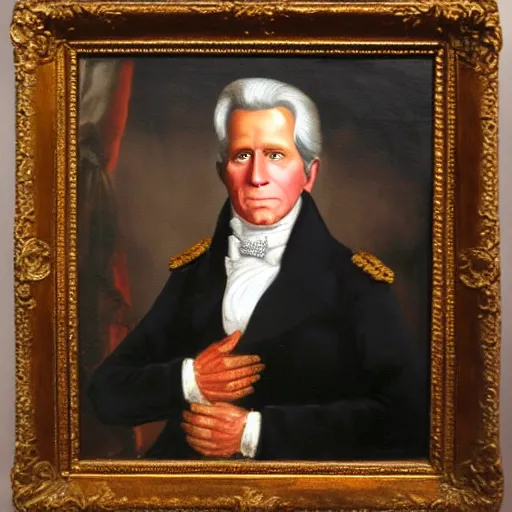 Prompt: by george bush jr, portrait of andrew jackson, oil painting
