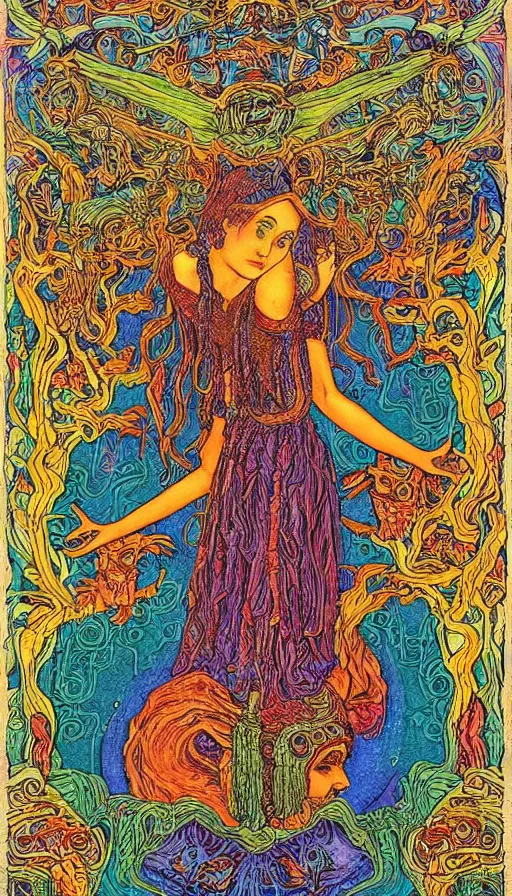 Image similar to Psytrance Artwork, by Ivan Bilibin,