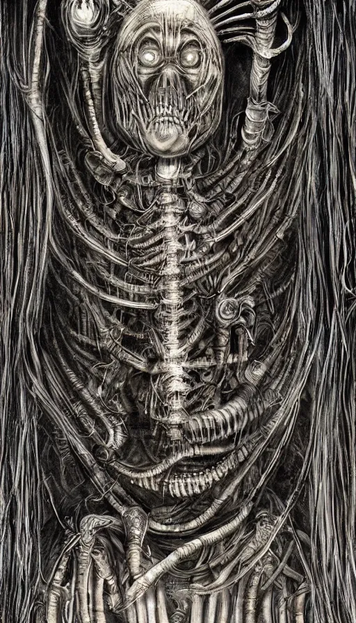 Image similar to portrait of a digital shaman, by hr giger