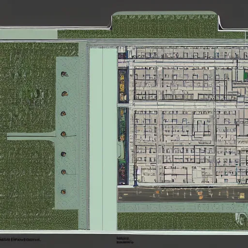 Prompt: architectural blueprint of the backrooms complex