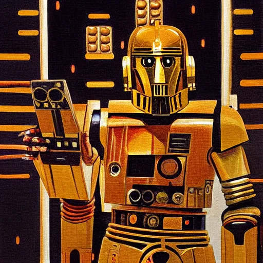 Image similar to painting of c - 3 p 0 by ralph macquarrie