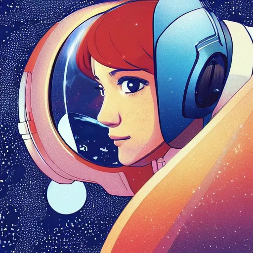 Image similar to model pixar jessica alba light novel illustration as an astronaut by makoto shinkai by victo ngai by