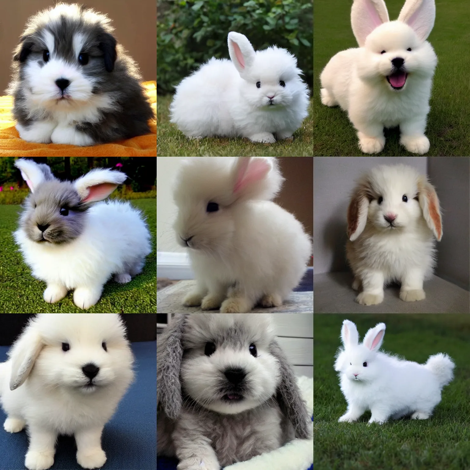 Prompt: fluffy bunny puppy hybrid