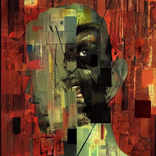 Image similar to no fears, okay one fear, glitch art by Dave McKean