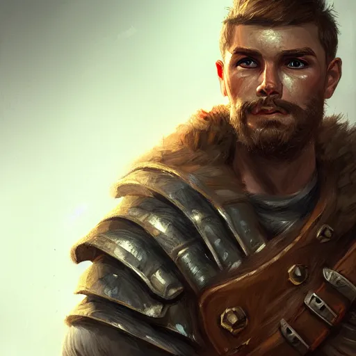 Image similar to portrait of a young rugged ranger, muscular, upper body, longsword, D&D, fantasy, intricate, cinematic lighting, highly detailed, digital painting, artstation, concept art, smooth, sharp focus, illustration