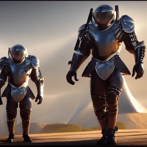 Prompt: elon musk in knight armour ready for battle, high detail, unreal engine 5