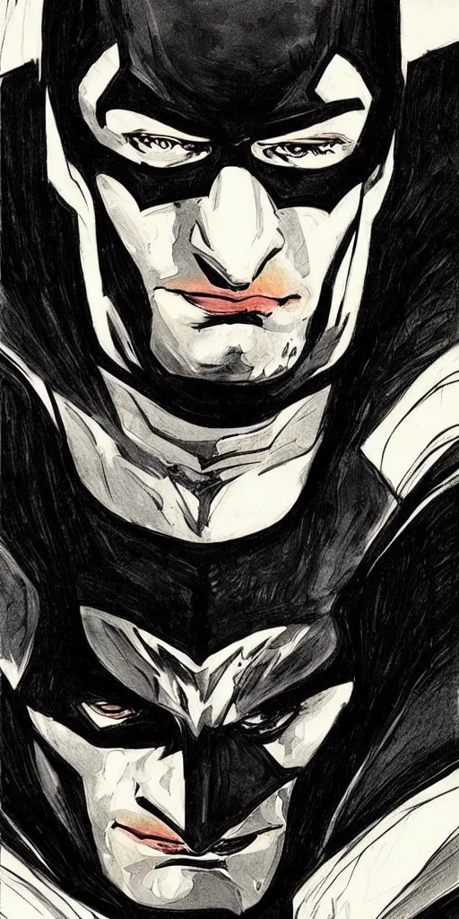 Prompt: portrait of batman, illustration, art by neil gaiman