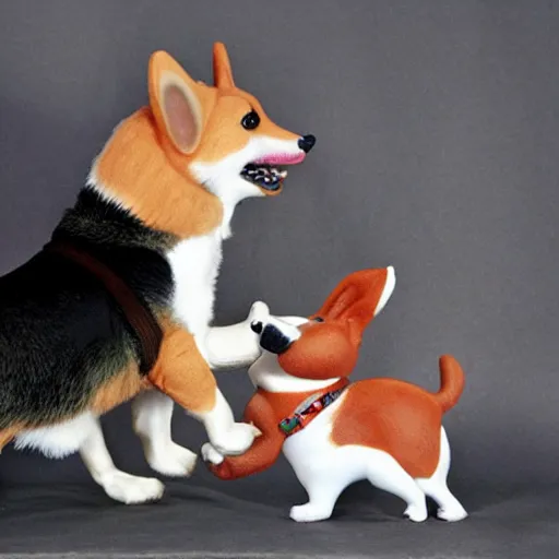 Image similar to A corgi mauling a gnome