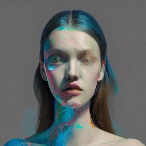 Image similar to abstract 3d female portrait by james jean and Jason Chan, redering, redshift, octane