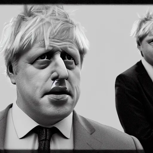 Prompt: Boris Johnson in Human Centipede movie, realistic artstyle, wide shot, dramatic lighting, octane render, hyperrealistic, high quality, highly detailed, HD, beautiful, cinematic, 8k, unreal engine, facial accuracy, symmetrical