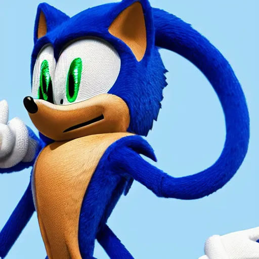 Image similar to photo of mummified sonic the hedgehog