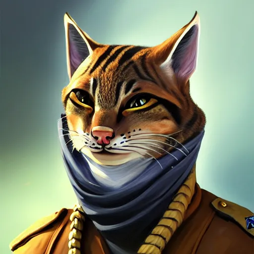 Image similar to portrait painting of a tabaxi police officer, sharp focus, award - winning, trending on artstation, masterpiece, highly detailed, intricate. art by merwild and ernesto irawan and rachel denton