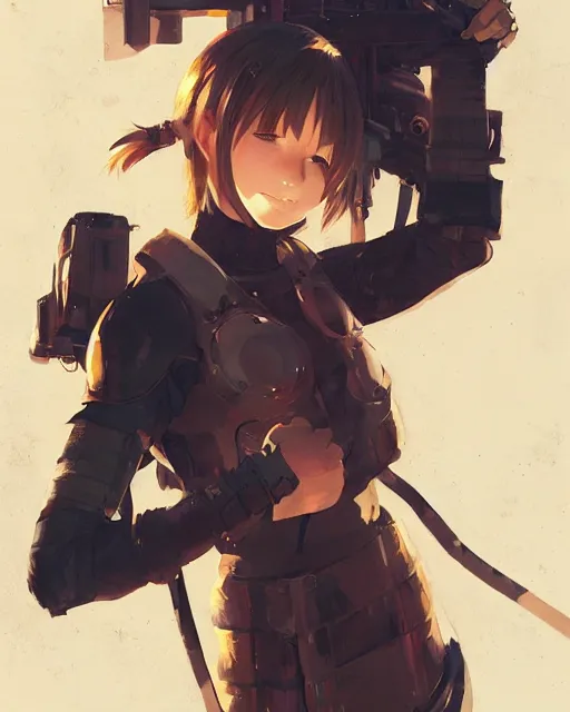 Image similar to full body portrait of anime girl in mechanic armor in night tokyo by greg rutkowski, perfect face, fine details