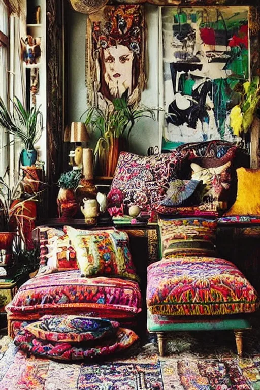 Image similar to Eclectic bohemian Some designers describe the eclectic style as a more “grown-up” version of bohemian. Both styles are “collections” of furniture and accessories of various designs and time periods. But eclectic style is more cohesive, more balanced, and more intentional. Methodically Mismatched vs. Thrown Together.