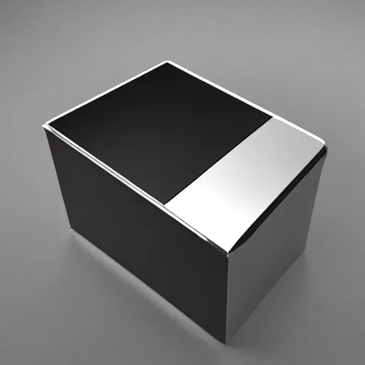Prompt: Product design concept art of a futuristic metal server box designed by apple