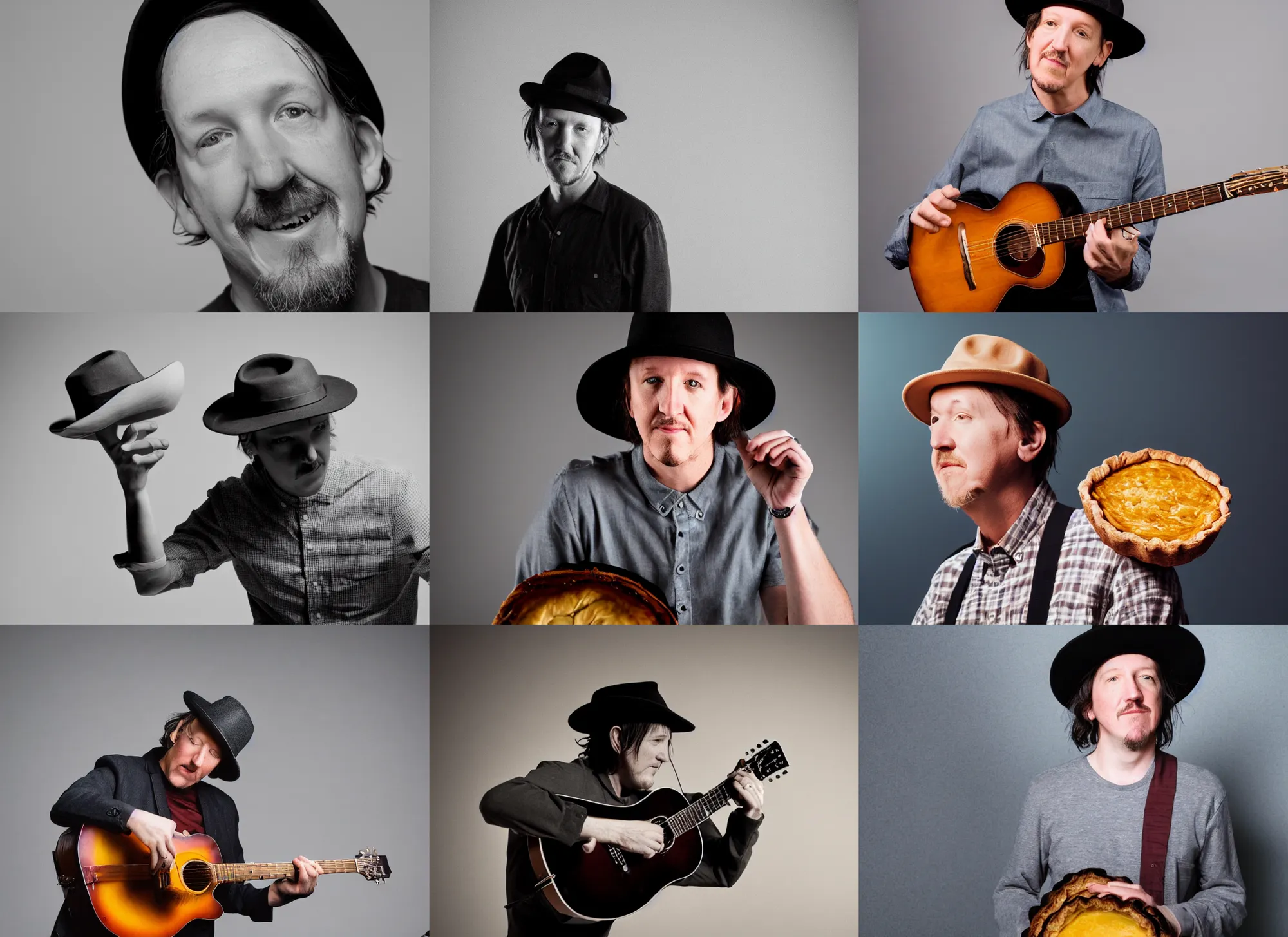 Prompt: photo still of elliot smith elliot smith elliot smith in a pork pie hat, 8 k, studio lighting bright ambient lighting key light, 8 5 mm f 1. 8