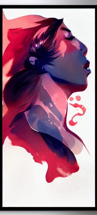 Image similar to profile view closeup!! of thick smoke coming from the lips of a young filipino woman, closeup, thick swirling smoke, by conrad roset, brush strokes, dramatic lighting, watercolor trending on artstation