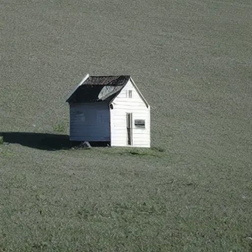Image similar to A lone house in the middle of nowhere, top post of all time on /r/Creepy subreddit