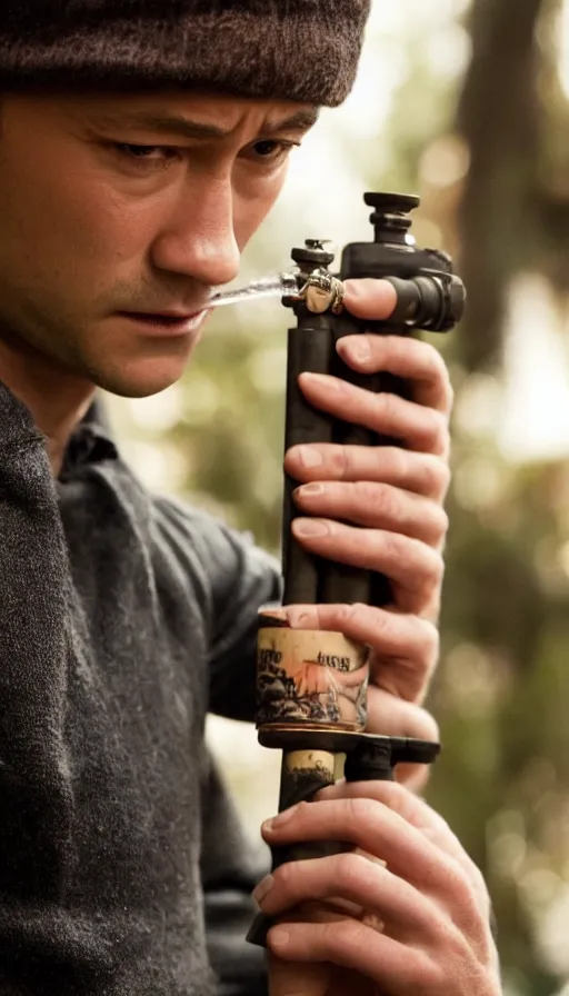 Image similar to joseph gordon levitt smoking waterpipe, insane, intricate, highly detailled, sharp focus 8k