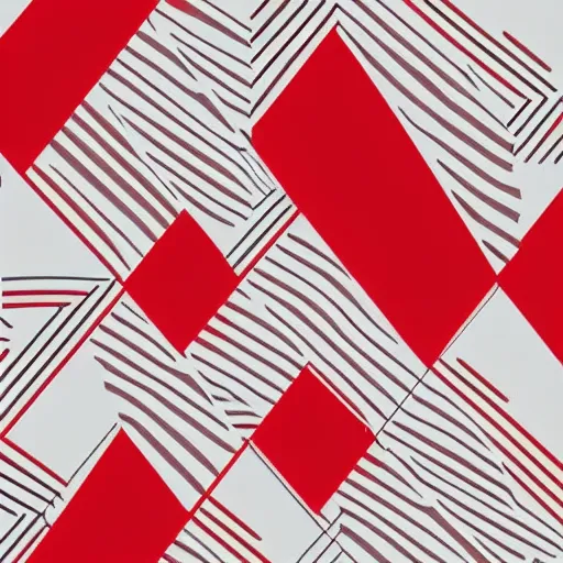 Image similar to geometric patern, white and red colour, bold, simple, modern, illustration, lines