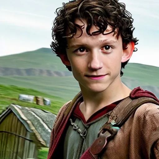 Prompt: tom holland as frodo baggins