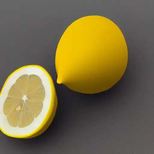 Image similar to a high quality render of a low poly lemon,