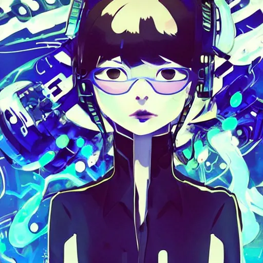 Image similar to Frequency indie album cover, luxury advertisement, blue filter, blue and black colors. Clean and detailed post-cyberpunk sci-fi close-up schoolgirl in asian city in style of cytus and deemo, blue flame, mysterious vibes, by Tsutomu Nihei, by Yoshitoshi ABe, by Ilya Kuvshinov, by Greg Tocchini, nier:automata, set in half-life 2, GITS, Blade Runner, Neotokyo Source, Syndicate(2012), beautiful with eerie vibes, very inspirational, very stylish, with gradients, surrealistic, dystopia, postapocalyptic vibes, depth of field, mist, rich cinematic atmosphere, perfect digital art, mystical journey in strange world, beautiful dramatic dark moody tones and studio lighting, shadows, bastion game, arthouse