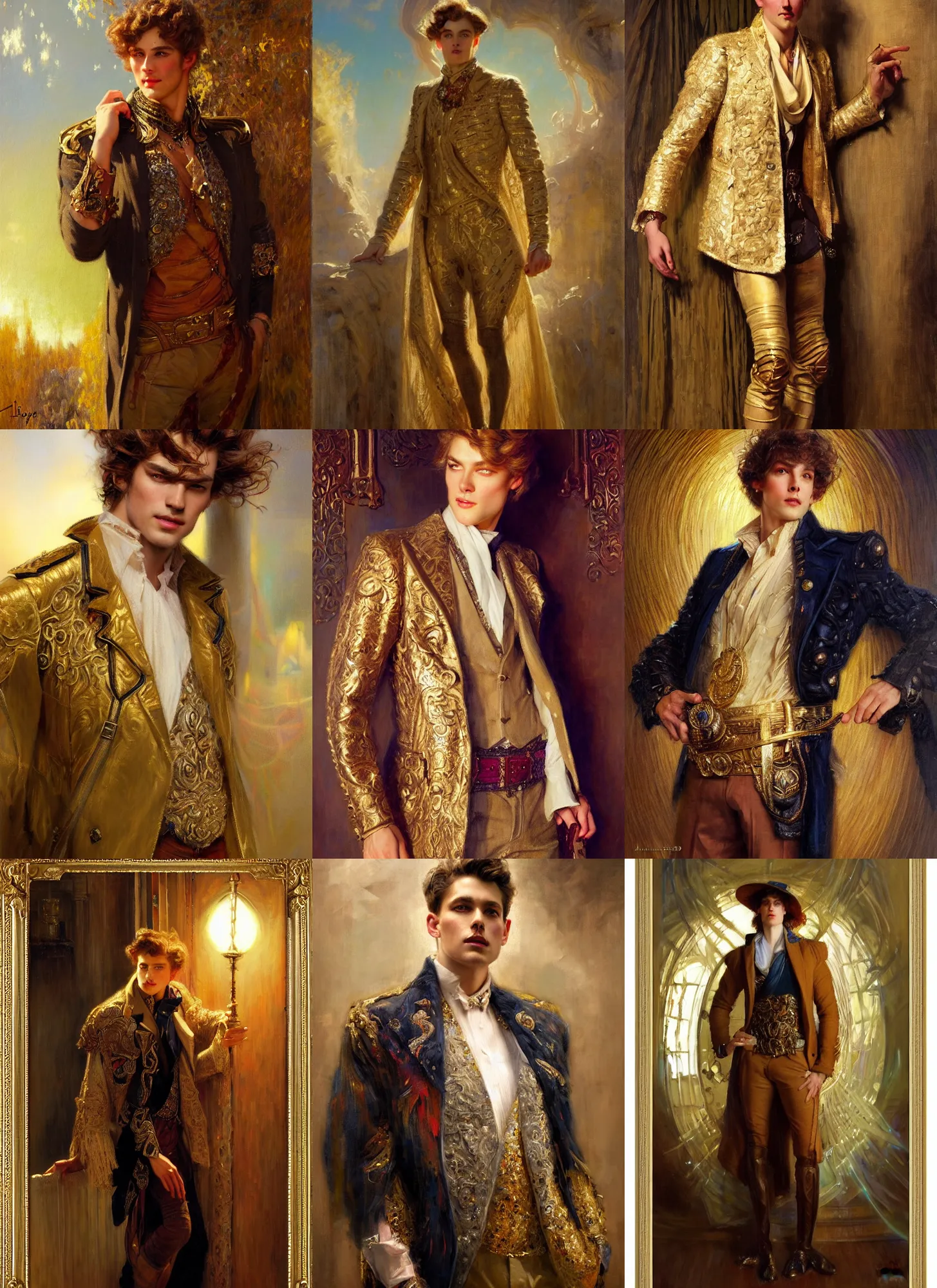 Prompt: 2 2 century portrait of a handsome man dressed in clothes by balmain head shoot, art by alex heywood and gaston bussiere, albert lynch, fantasy art, reimagined by industrial light and magic, oil on canvas, hd