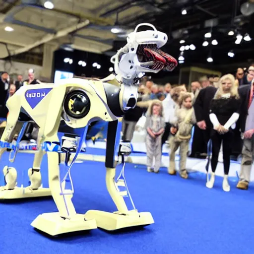 Prompt: Boston Dynamics robot dog winning the Westminster Dog Show