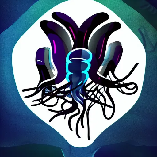 Prompt: a logo for a TV show about jellyfish fighting cry in a cyberpunk setting in the future