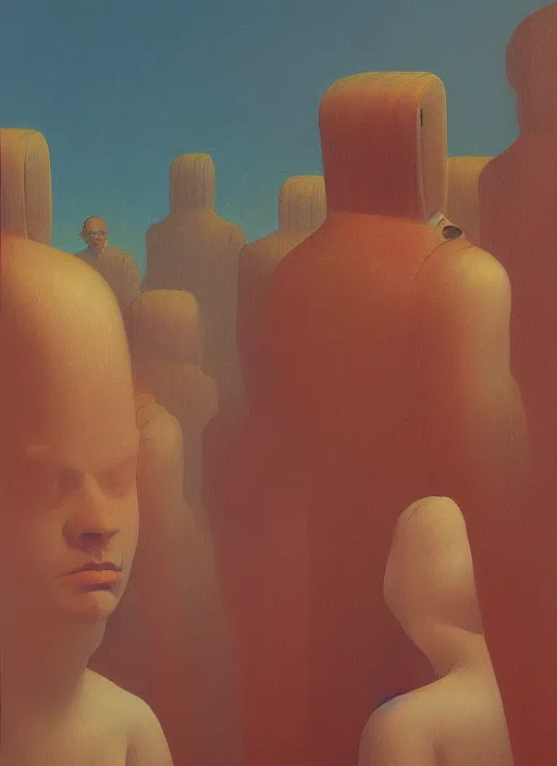 Image similar to crowd with head cones Edward Hopper and James Gilleard, Zdzislaw Beksinski highly detailed