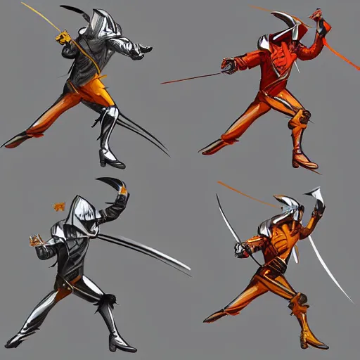 Prompt: concept art of master fencer, vector art, by cristiano siqueira, brush hard, highly detailed, artstation, high quality