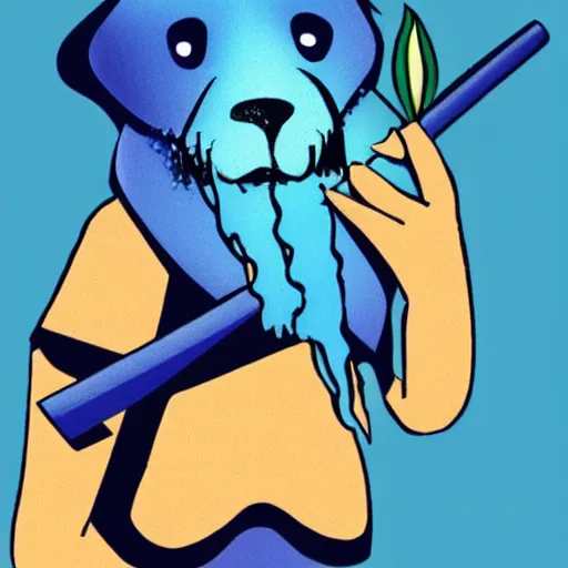 Image similar to cool logo for threap chills with a blue otter chibi smoking a cannagar
