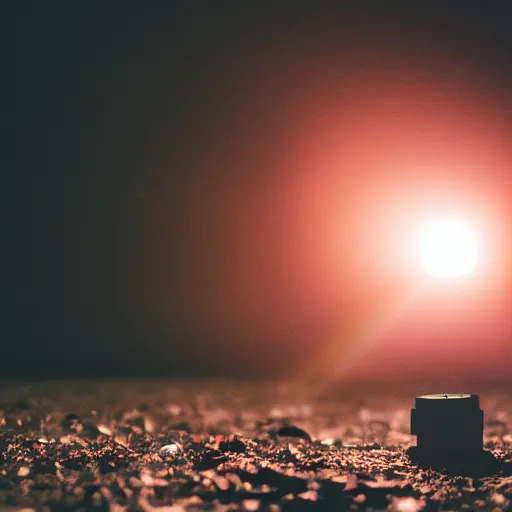 Prompt: DSLR still of a prism taking in white light on one side and splitting it into fire water wind and earth, 8k, f1.8, shallow depth of field, heavy bokeh