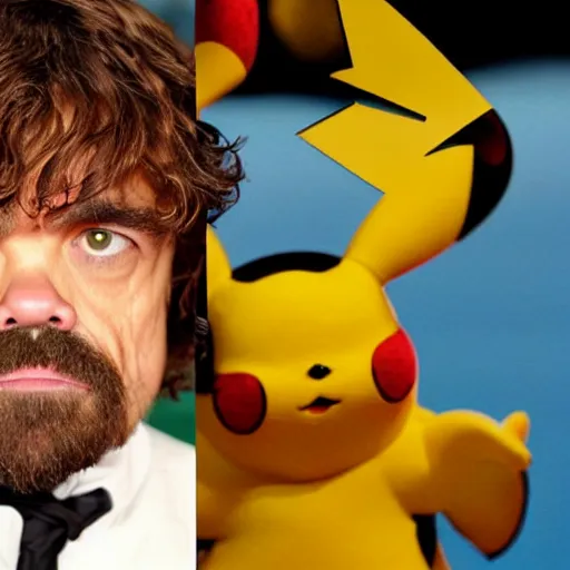 Image similar to peter dinklage disguised as pikachu