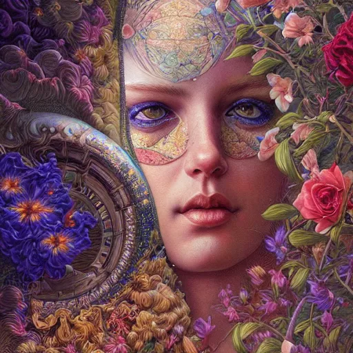 Image similar to hyper detailed masterpiece, floral pattern, jean giraud, digital art painting, matte painting, beautiful, psychedelic, artgerm, donato giancola, tom bagshaw