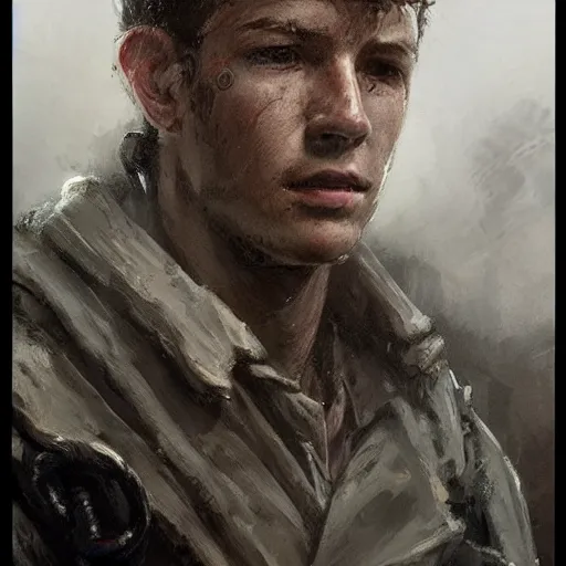 Image similar to portrait of a man by greg rutkowski, tye sheridan as a colonial marine, from aliens franchise, he is about 2 0 years old, military composure, highly detailed portrait, digital painting, artstation, concept art, smooth, sharp foccus ilustration, artstation hq