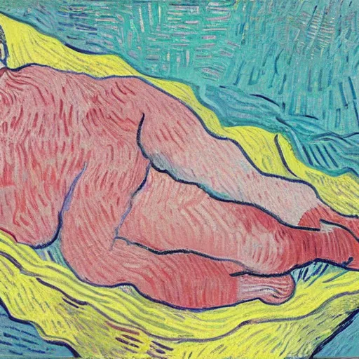 Image similar to Boris Johnson lying in raspberries by Vincent van Gogh