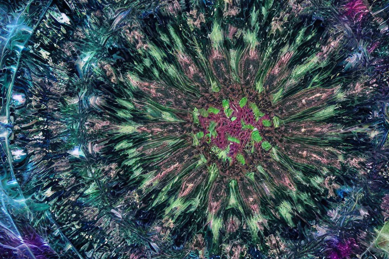 Image similar to landscape kaleidoscope textural dream journey space simulation biological quantum crystalline micrograph, unreal engine, octane render, 4 k