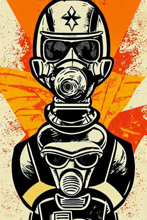 Image similar to fallout 7 6 retro futurist illustration art by butcher billy, sticker, colorful, illustration, highly detailed, simple, smooth and clean vector curves, no jagged lines, vector art, smooth andy warhol style