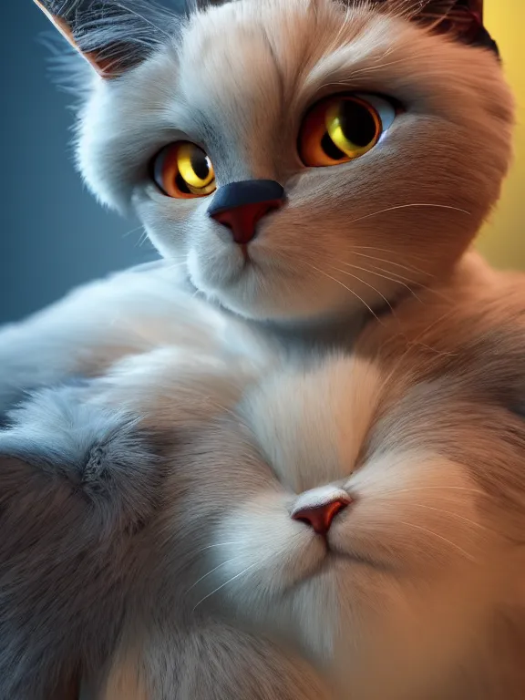 Image similar to A cartoon Ragdoll cat,pixar animation,hyper detailed, studio lighting, artstation, octane renderer, unreal engine, lovely, beauty