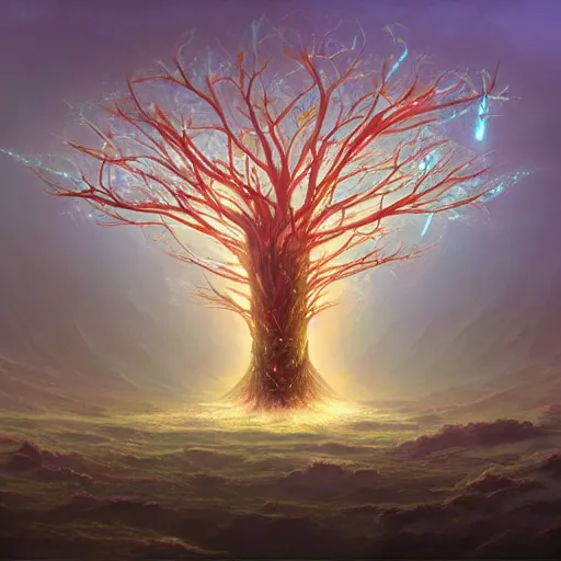 Prompt: A dendritic network of neurons coming from a large brain + concept art + by Noah Bradley