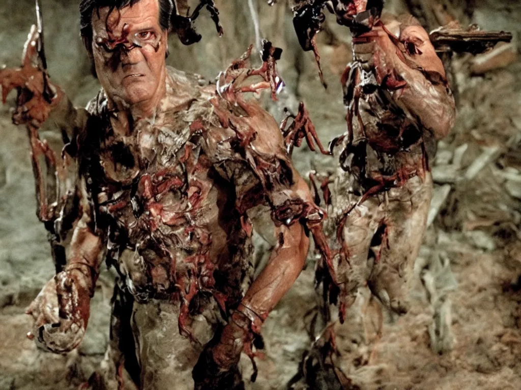 Image similar to Bruce Campbell as Ash in Muppets Evil Dead