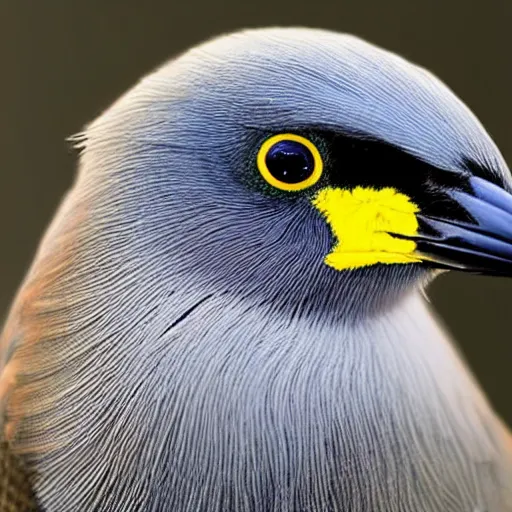 Prompt: An award winning photo of a breathtaking, beautiful, never seen before bird with black eyes, it has many colorful and unique feathers.