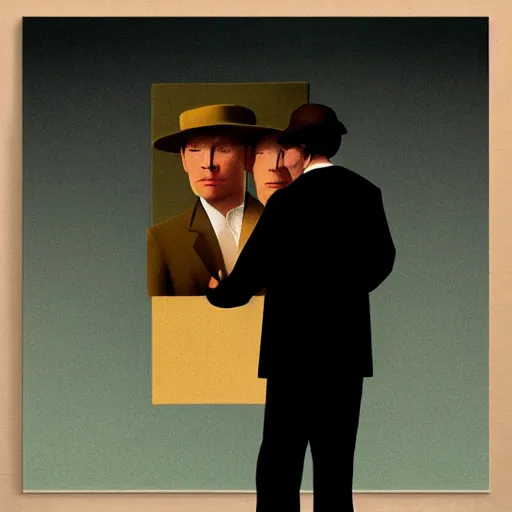 Prompt: a detectives finds the final clue by Raphael, Hopper, and Rene Magritte. detailed, romantic, enchanting, trending on artstation.