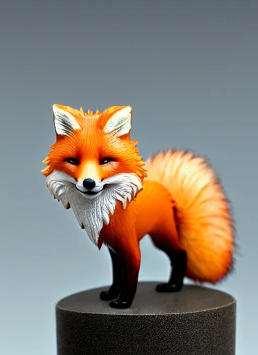 Image similar to 80mm resin detailed miniature of fluffy fox, Product Introduction Photos, 4K, Full body