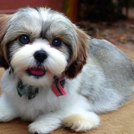 Prompt: a shih tzu, mixed with tabby cat